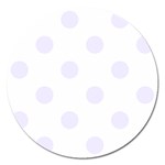 Polka Dots - Pastel Violet on White Magnet 5  (Round)