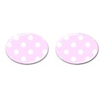 Polka Dots - White on Pale Thistle Violet Cufflinks (Oval)