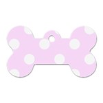 Polka Dots - White on Pale Thistle Violet Dog Tag Bone (Two Sides)
