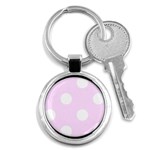 Polka Dots - White on Pale Thistle Violet Key Chain (Round)