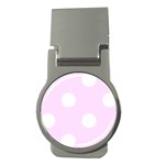 Polka Dots - White on Pale Thistle Violet Money Clip (Round)