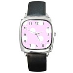 Polka Dots - White on Pale Thistle Violet Square Metal Watch