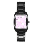 Polka Dots - White on Pale Thistle Violet Stainless Steel Barrel Watch