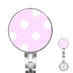 Polka Dots - White on Pale Thistle Violet Stainless Steel Nurses Watch