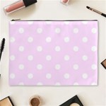 Polka Dots - White on Pale Thistle Violet Cosmetic Bag (XL)