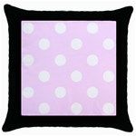 Polka Dots - White on Pale Thistle Violet Throw Pillow Case (Black)