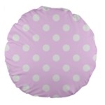 Polka Dots - White on Pale Thistle Violet Large 18  Premium Round Cushion