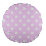 Polka Dots - White on Pale Thistle Violet Large 18  Premium Flano Round Cushion