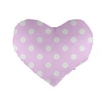 Polka Dots - White on Pale Thistle Violet Standard 16  Premium Heart Shape Cushion