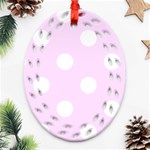 Polka Dots - White on Pale Thistle Violet Ornament (Bell) Ornament (Oval Filigree)