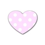 Polka Dots - White on Pale Thistle Violet Rubber Coaster (Heart)