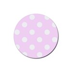 Polka Dots - White on Pale Thistle Violet Rubber Coaster (Round)