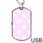 Polka Dots - White on Pale Thistle Violet Dog Tag USB Flash (Two Sides)