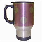 Polka Dots - White on Pale Thistle Violet Travel Mug (Silver Gray)