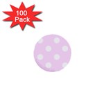 Polka Dots - White on Pale Thistle Violet 1  Mini Button (100 pack)