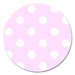 Polka Dots - White on Pale Thistle Violet Magnet 5  (Round)