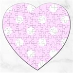 Polka Dots - White on Pale Thistle Violet Jigsaw Puzzle (Heart)