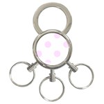 Polka Dots - Pale Thistle Violet on White 3-Ring Key Chain