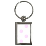 Polka Dots - Pale Thistle Violet on White Key Chain (Rectangle)