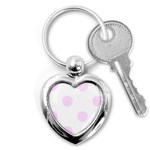 Polka Dots - Pale Thistle Violet on White Key Chain (Heart)