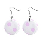 Polka Dots - Pale Thistle Violet on White 1  Button Earrings