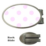 Polka Dots - Pale Thistle Violet on White Money Clip (Oval)