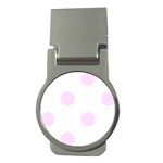 Polka Dots - Pale Thistle Violet on White Money Clip (Round)