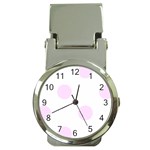 Polka Dots - Pale Thistle Violet on White Money Clip Watch