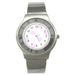 Polka Dots - Pale Thistle Violet on White Stainless Steel Watch