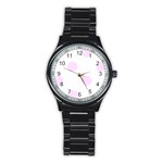 Polka Dots - Pale Thistle Violet on White Stainless Steel Round Watch