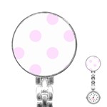 Polka Dots - Pale Thistle Violet on White Stainless Steel Nurses Watch