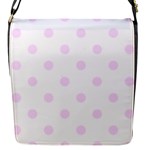 Polka Dots - Pale Thistle Violet on White Flap Closure Messenger Bag (S)