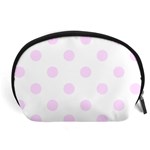 Polka Dots - Pale Thistle Violet on White Accessory Pouch (Large)