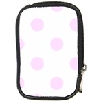 Polka Dots - Pale Thistle Violet on White Compact Camera Leather Case