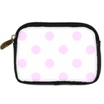 Polka Dots - Pale Thistle Violet on White Digital Camera Leather Case