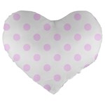 Polka Dots - Pale Thistle Violet on White Large 19  Premium Flano Heart Shape Cushion