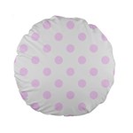 Polka Dots - Pale Thistle Violet on White Standard 15  Premium Round Cushion