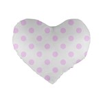 Polka Dots - Pale Thistle Violet on White Standard 16  Premium Flano Heart Shape Cushion