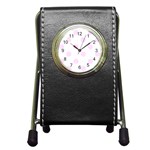 Polka Dots - Pale Thistle Violet on White Pen Holder Desk Clock