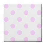 Polka Dots - Pale Thistle Violet on White Tile Coaster