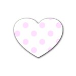 Polka Dots - Pale Thistle Violet on White Rubber Coaster (Heart)
