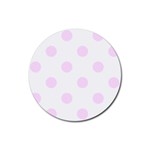 Polka Dots - Pale Thistle Violet on White Rubber Coaster (Round)