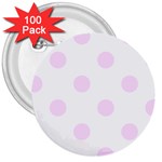 Polka Dots - Pale Thistle Violet on White 3  Button (100 pack)