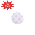 Polka Dots - Pale Thistle Violet on White 1  Mini Magnet (10 pack)