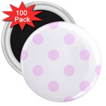 Polka Dots - Pale Thistle Violet on White 3  Magnet (100 pack)