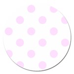 Polka Dots - Pale Thistle Violet on White Magnet 5  (Round)