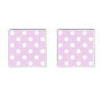 Polka Dots - White on Thistle Violet Cufflinks (Square)