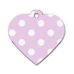 Polka Dots - White on Thistle Violet Dog Tag Heart (One Side)