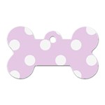Polka Dots - White on Thistle Violet Dog Tag Bone (One Side)