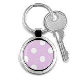 Polka Dots - White on Thistle Violet Key Chain (Round)